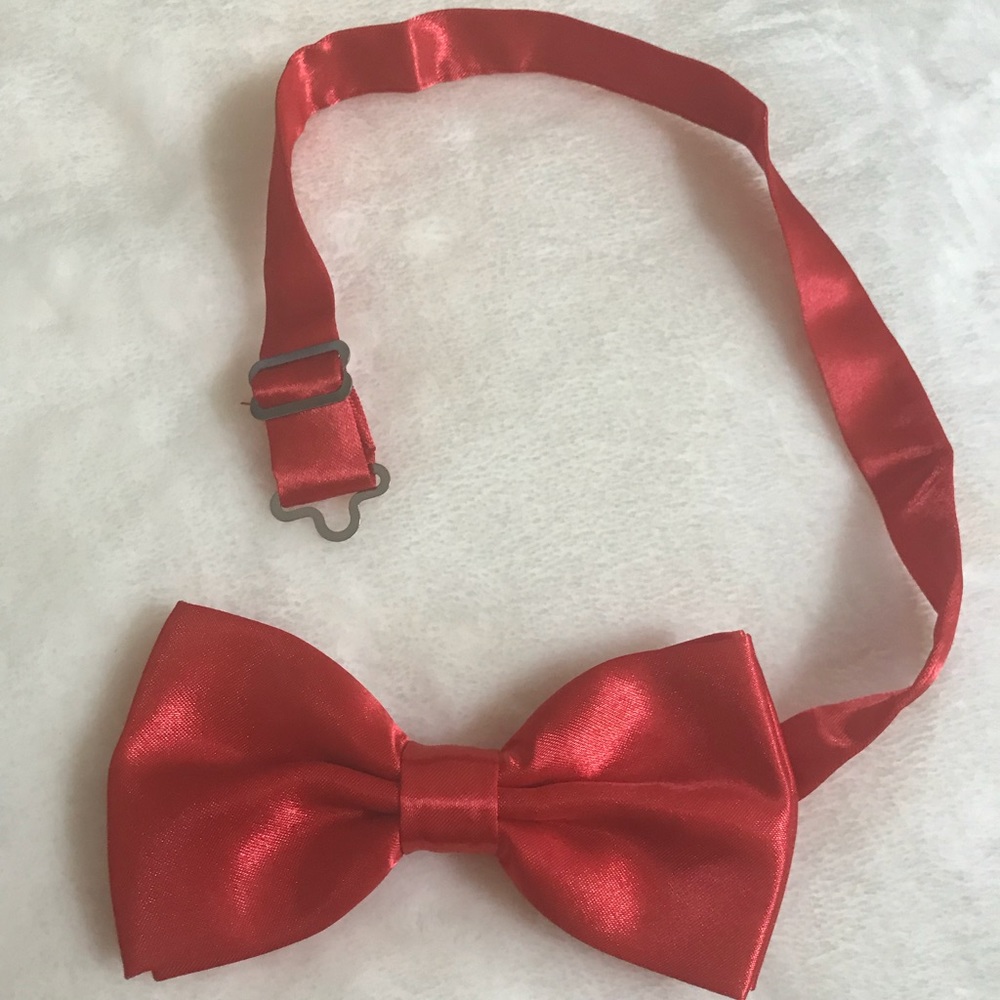 Solid Red Satin Adult Bowtie OS